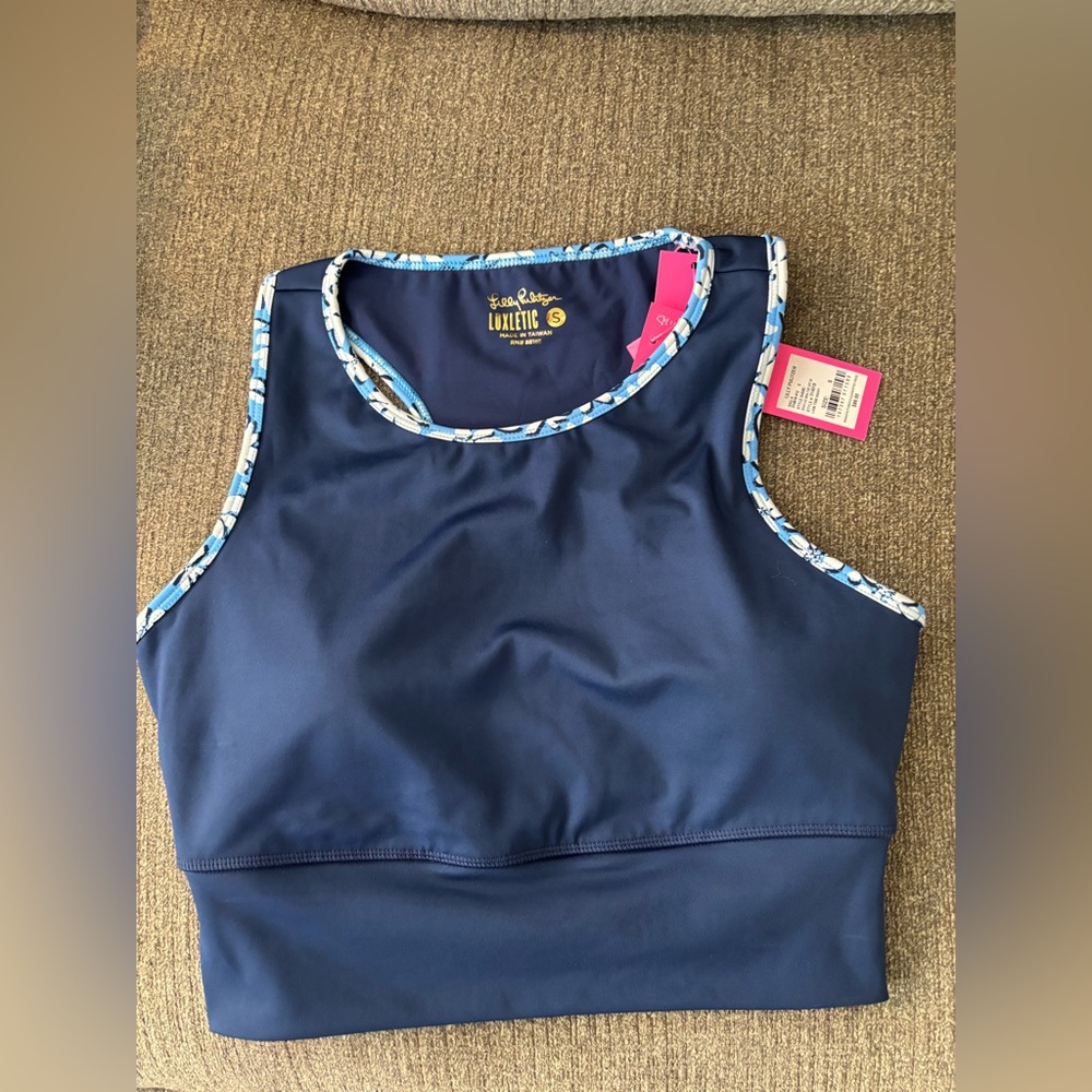 Lilly Pulitzer Bentlee Bra Top UPF 50 in Low Tide Navy, S